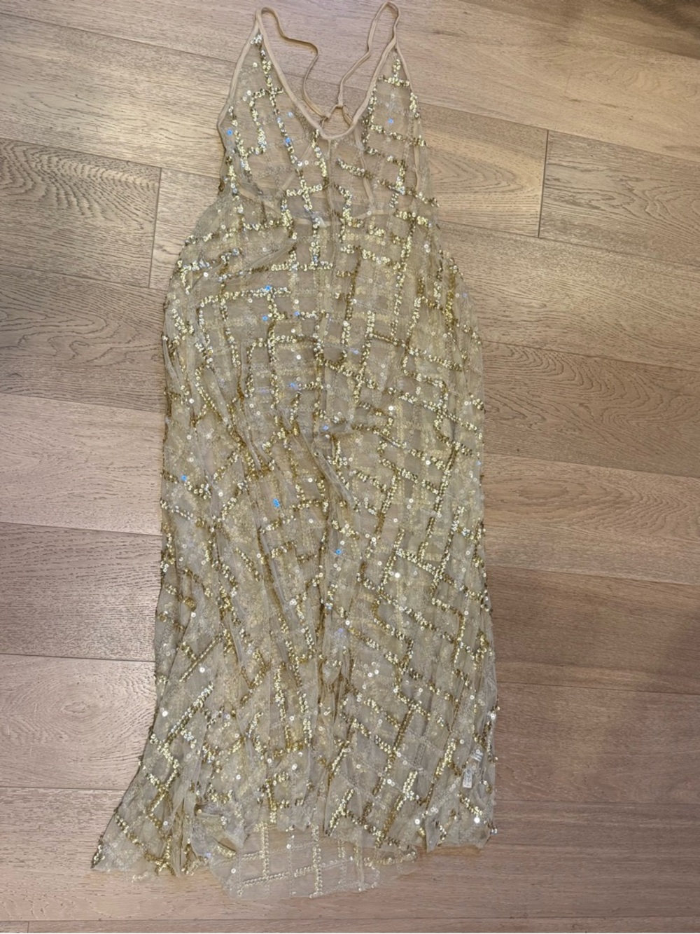 Free People Gold Sequin Sheer Slip Dress - Picture 3 of 5
